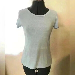 Basic light blue cotton short sleeve crew t-shirt M